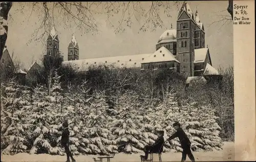 Ak Speyer am Rhein, Dom im Winter