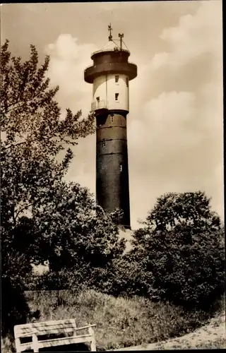 Ak Wangerooge Nordseebad, Ansicht des Leuchtturms, Sitzbank