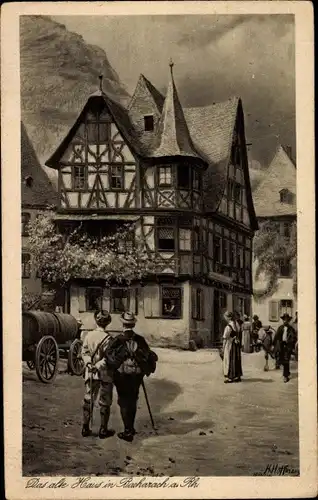 Künstler Ak Hoffmann, H., Bacharach Rhein, Blick auf das alte Haus im Ort