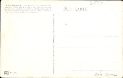 Ak Trechtingshausen in Rheinland Pfalz, Burg Rheinstein