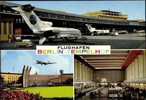 Ak Berlin Bezirk Tempelhof Stadtteil Tempelhof, Flughafen, Platz der Luftbrücke