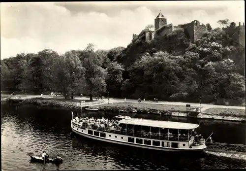 Ak Halle an der Saale, Burg Giebichenstein, Saaledampfer