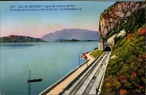 Ak Aix les Bains Savoie, Lac du Bourget, Ligne de chemin de Fer, Chateau de chatillon