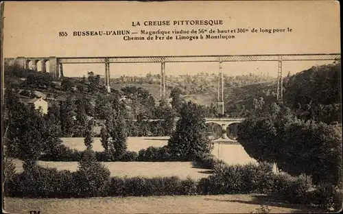 Ak Busseau d'Ahun Creuse, Magnifique viaduc