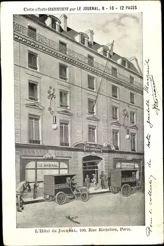 Ak Paris I. Arrondissement Louvre, L'Hotel de Journal, 100, Rue Richelieu