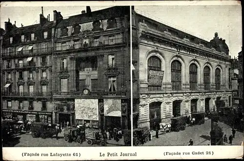 Ak Paris IX., Le Petit Journal, Rue Lafayette, Rue Cadet, Facade