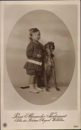 Ak Prinz Alexander Ferdinand, Sohn von August Wilhelm von Preußen, Windhund