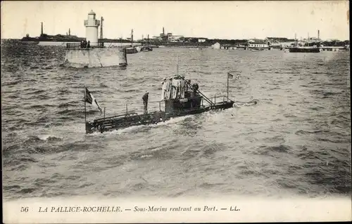 Ak La Pallice Rochelle Charente Maritime, Französisches U-Boot, Sous Marin, Rentrant au port