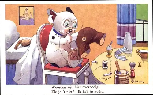 Künstler Ak Studdy, Bonzo the Dog, Woorden zijn hier overbodig. Zie je 't niet?, Hund näht Hose