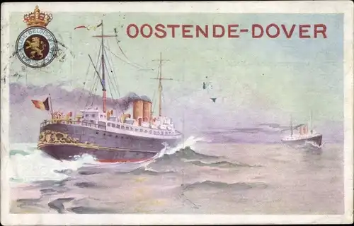 Ak Fährschiff Oostende Dover, Etat Belge, Dampfer
