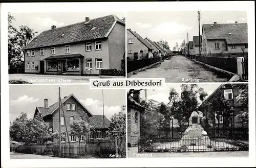 Ak Dibbesdorf Braunschweig in Niedersachsen, Siedlung, Haus Kresse, Schule, Ehrenmal