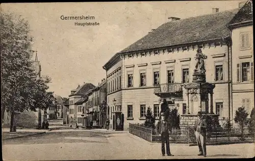 Ak Germersheim am Rhein, Hauptstraße, Denkmal