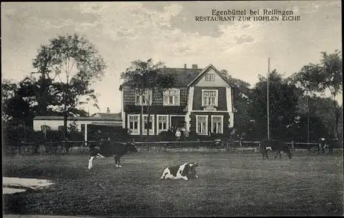 Ak Egenbüttel Rellingen in Holstein, Restaurant zur hohlen Eiche, Kuhweide