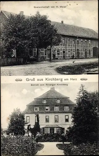 Ak Kirchberg am Harz, Gastwirtschaft H. Meier, Schloss vom Rittergut Kirchberg