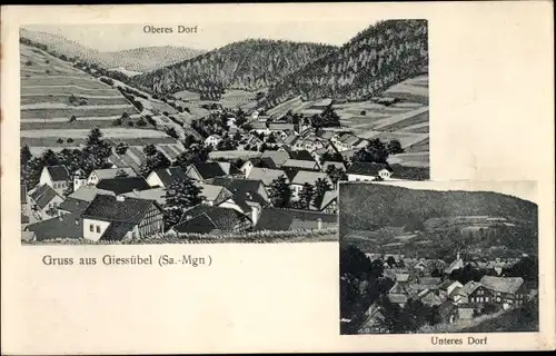 Ak Gießübel in Thüringen, Panorama Oberes Dorf, Unteres Dorf