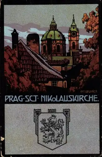 Künstler Ak Brunner, Ant., Praha Prag Tschechien, St. Nikolauskirche, Wappen