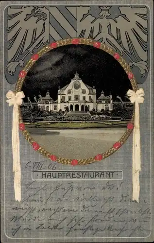 Präge Litho Nürnberg, Bayerische Jubiläums Landesausstellung 1906, Hauptrestaurant