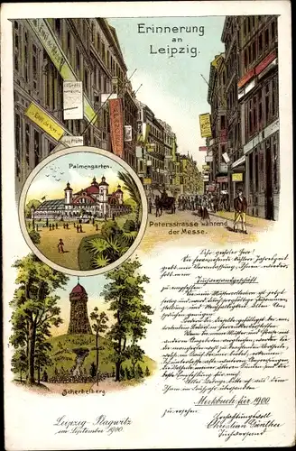 Litho Leipzig, Petersstraße während der Messe, Palmengarten, Scherbelberg