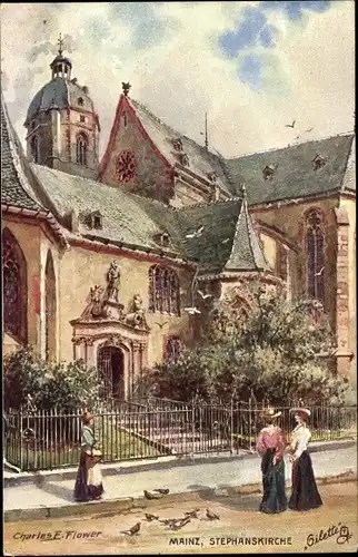 Künstler Ak Flower, Charles, Mainz in Rheinland Pfalz, Partie an der Stephanskirche