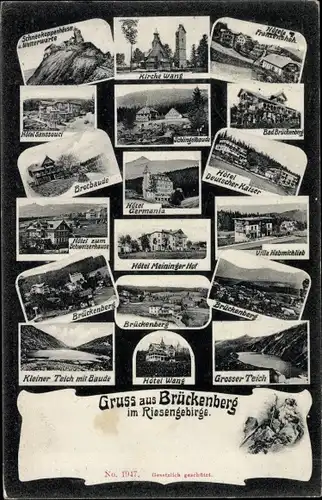 Ak Brückenberg Riesengebirge Schlesien, Wang, Brotbaude, Kleiner Teich, Großer Teich