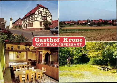 Ak Röttbach im Spessart Kreuzwertheim Unterfranken, Gasthof Krone, Panorama