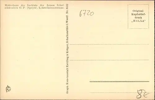 Ak Speyer am Rhein, Mutterhaus des Instituts der Armen Schulschwestern, Lehrerinnenseminar