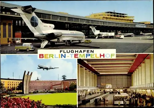 Ak Berlin Bezirk Tempelhof Stadtteil Tempelhof, Flughafen, Platz der Luftbrücke