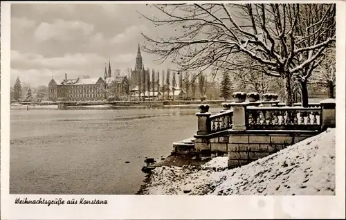 Ak Konstanz am Bodensee, Stadtbild im Winter