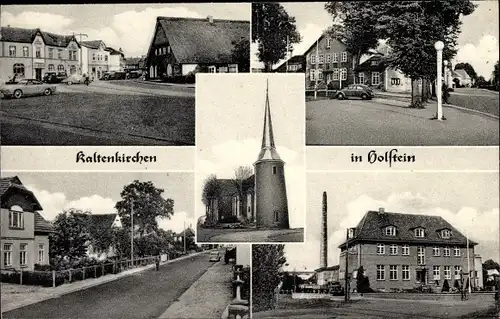 Ak Kaltenkirchen in Holstein, Kirche, Marktplatz, Straßenansicht
