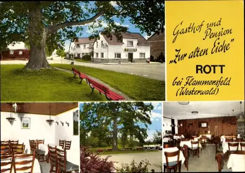 Ak Rott im Westerwald, Gasthof und Pension zur Alten Eiche, Gastraum, Eiche