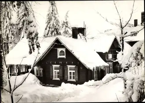 Ak Oberhof im Thüringer Wald, Pionierhaus Bruno Kühn im Winter