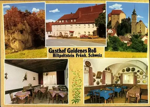 Ak Hilpoltstein in Mittelfranken, Gasthof Goldenes Roß, Gasträume, Ortspartie