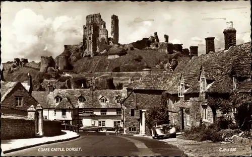 Ak Corfe Castle Dorset England, Ortsansicht, Schlossruine