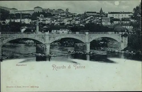 Mondschein Ak Torino Turin Piemonte, Ortsansicht, Brücke