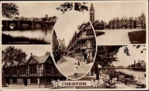Ak Chester Cheshire England, Bridge, Castle, Old Stanley Palace, Eaton Hall