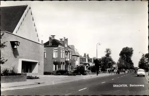 Ak Drachten Friesland Niederlande, Stationsweg
