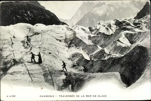 Ak Chamonix Mont Blanc Haute Savoie, Traversee de la Mer de Glace