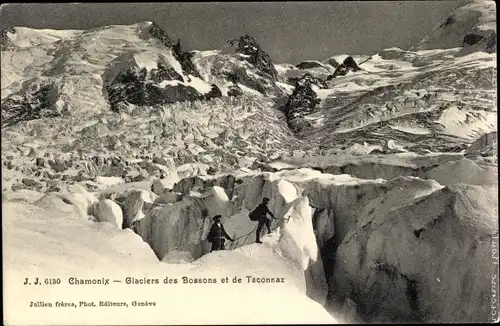 Ak Chamonix Mont Blanc Haute Savoie, Glaciers des Boddons et de Taconnaz