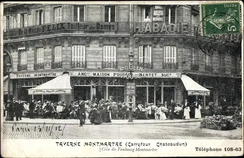 Ak Paris XVIII., Taverne Montmartre, Carrefour Chateaudun, Faubourg Montmartre, Maison Felix