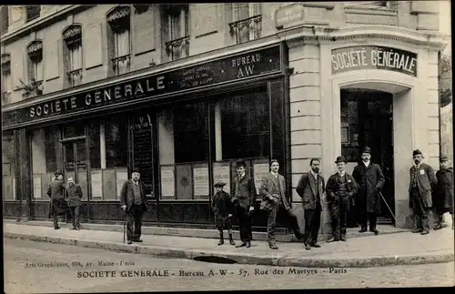 Ak Paris IX., Societe Generale, Bureau A W, Rue des Martyrs