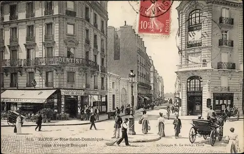 Ak Paris VII., Rue Saint Dominique prise Avenue Bosquet, Dentist