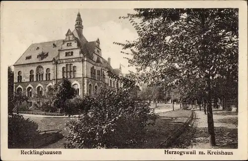 Ak Recklinghausen im Ruhrgebiet, Herzogswall mit Kreishaus