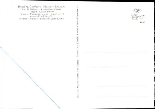 Ak Kirchbauna Baunatal in Hessen, Hotel-Gasthaus Bauner Brücke