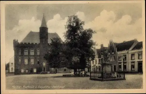 Ak Kalkar am Niederrhein, Rathaus, Seydlitz Denkmal