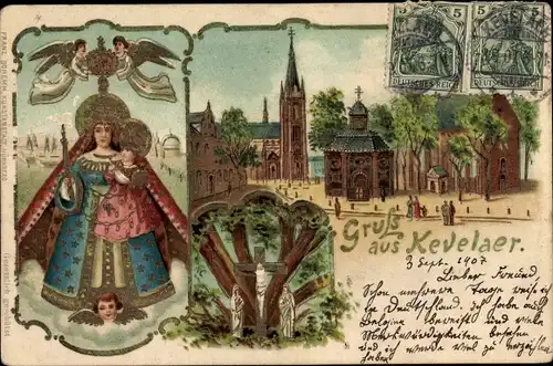 Litho Kevelaer am Niederrhein, Gnadenbild, Wallfahrtskirche