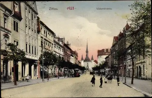 Ak Zittau in Sachsen, Weberstraße, Kirche