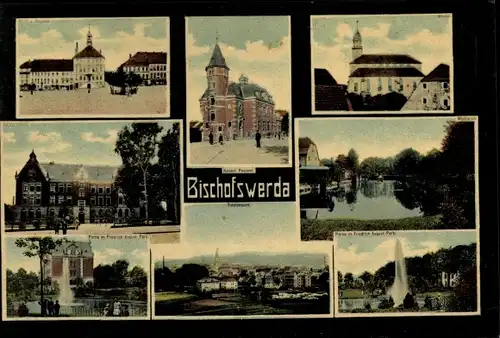 Ak Bischofswerda in Sachsen, Kirche, Rathaus, Markt, Post, Totale