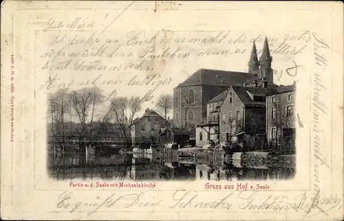 Präge Ak Hof an der Saale Oberfranken Bayern, Michaelskirche