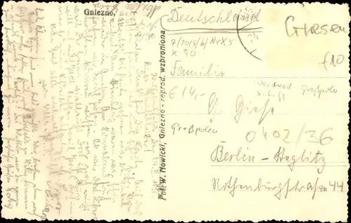 Ak Gniezno Gnesen Posen, Straßenpartie, Apotheke, Kirche