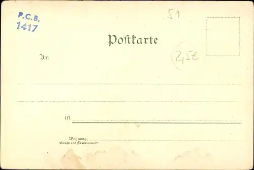 Litho Aachen in Nordrhein Westfalen, Theater, Mariensäule, Blick auf den Ort